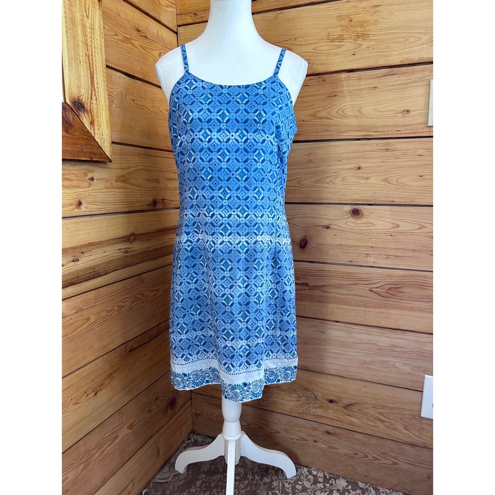 Penmans Blue Geometric Tile Print Sleeveless Shift Dress‎ S265D44 Small